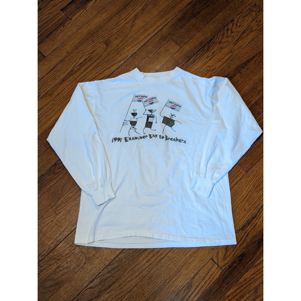 Vintage 1991 Pepsi Examiner Bay to Breakers Long Sleeve Shirt